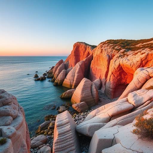 La Côte de Granit Rose en Bretagne avec ses rochers sculptés.